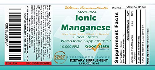 Good State | Natural Ionic Manganese | Liquid Concentrate | Nano Sized Mineral Technology | Professional Grade Dietary Supplement | 1.6 Fl oz Bottle (50 mL)