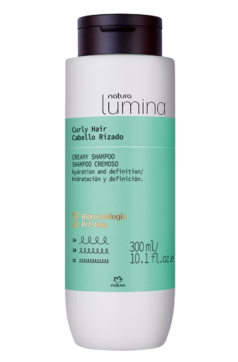 natura Lumina Curly Hair Creamy Shampoo - Enhance Shine & Control Frizz - Intense Hydration & Curl Definition - Detangles & Strengthens Hair - Vegan & Cruelty-Free Hair Care - 300ml (10.1 fl oz)