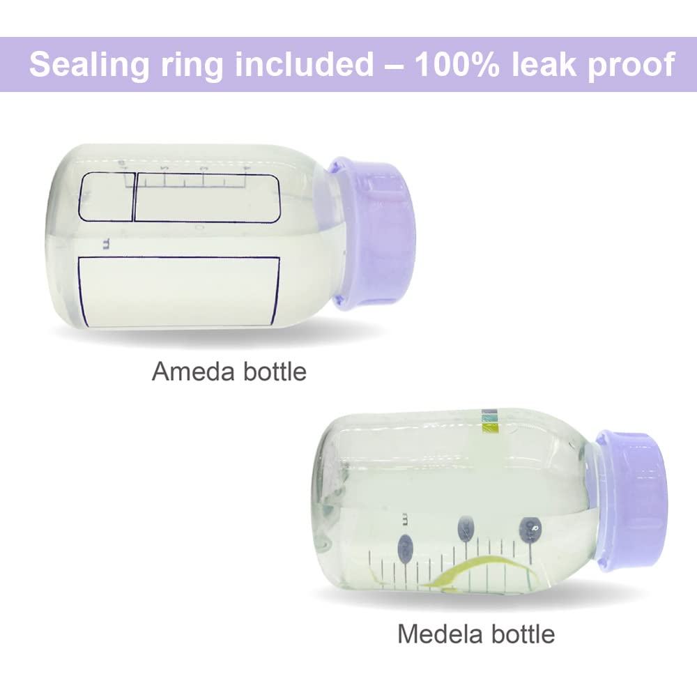 Maymom Solid Lids with Sealing Ring for Standard Sized Bottles; Bottles Lids Compatible with Medela Bottles, Ameda, and Small Sized Nuk, Playtex, Gerber Bottles; 8pc (Purple)