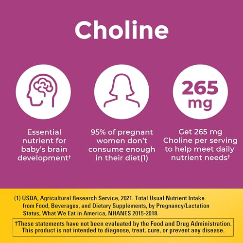 Nature Made Prenatal Vitamin Softgels + Choline Capsules, Folic Acid + DHA + Choline, 60 Prenatal Softgels, 60 Choline Supplements Capsules