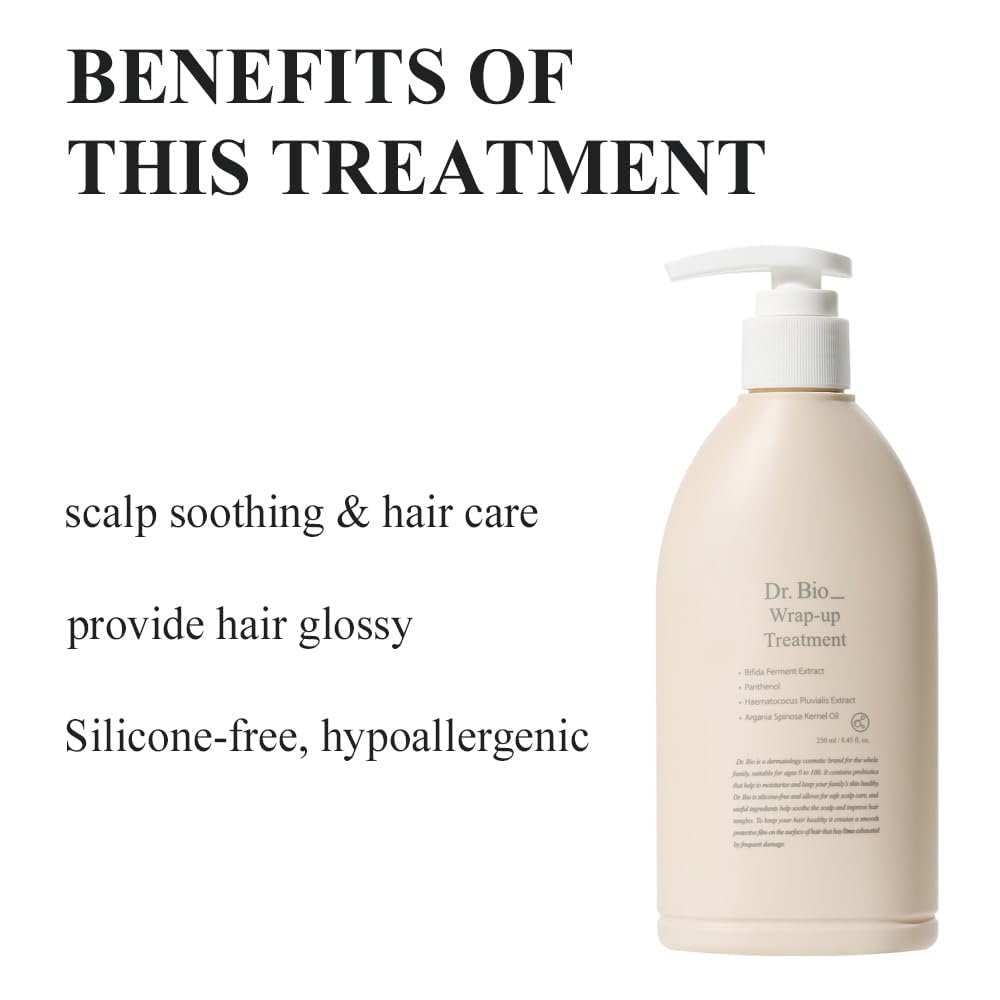 Dr. Bio Wrap-Up Treatment (8.45oz/250ml)| Damaged Hair Repair Treatment, Moisturizing Protein Conditioner for Volume with Probiotics & Amino Acid, Sensitive Scalp Relief, Korean Hair Care, Vegan