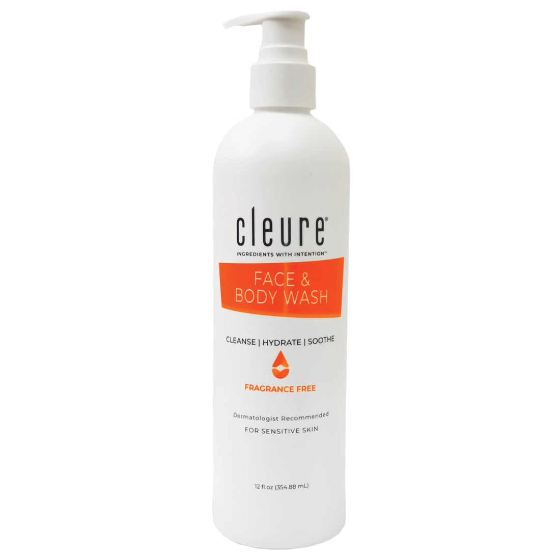 Cleure Gentle Hypoallergenic Face & Body Wash - Great for Normal/Oily Sensitive Skin, Clean, Restore & Hydrate - Paraben, Fragrance Free