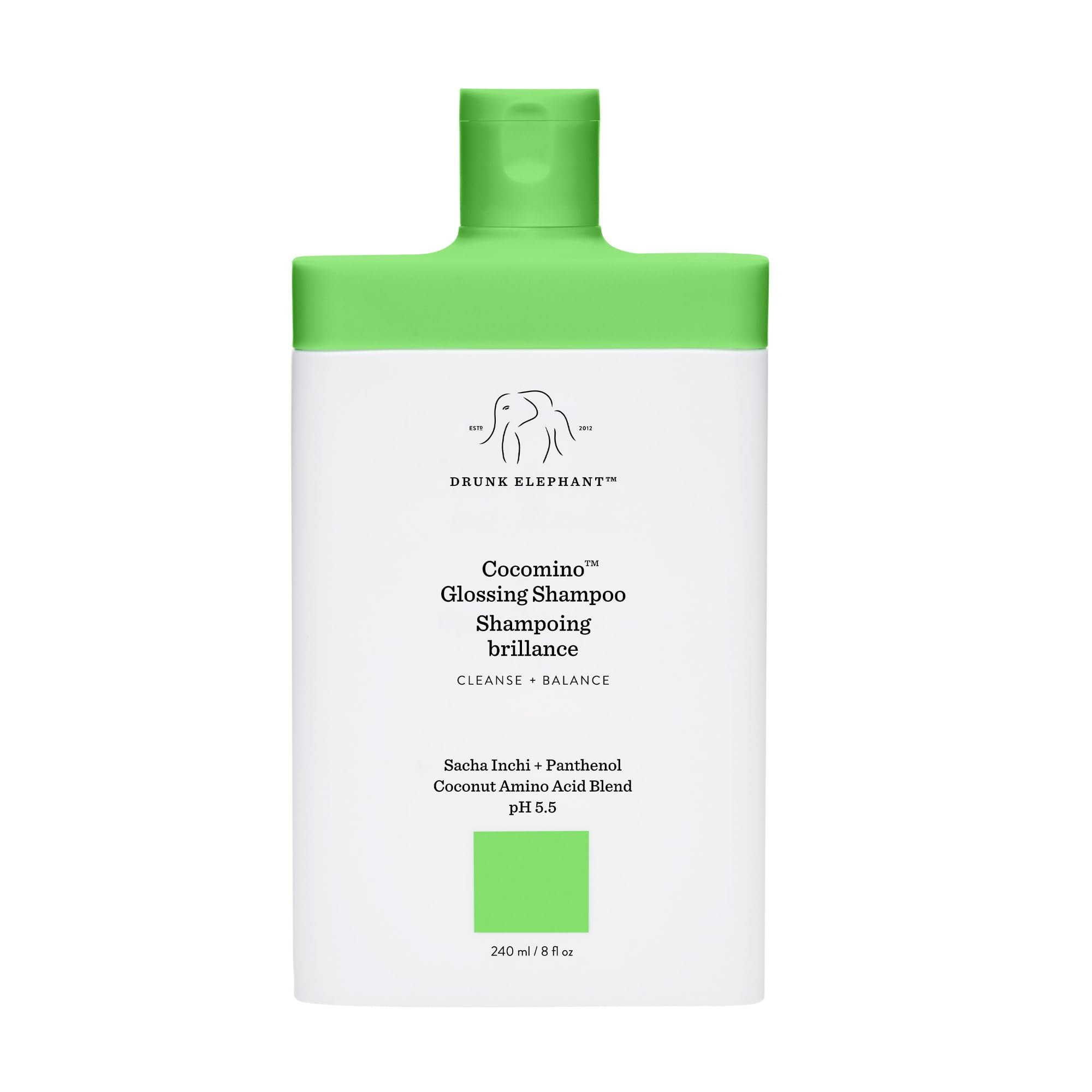 Drunk Elephant Cocomino Glossing Shampoo - 240 ml/8 oz - Coconut Amino Acids - Clean Clinical - Sulfate-Free - Cruelty-Free - Dermatologist-Tested - Free of Essential Oils, Silicones, and SLS