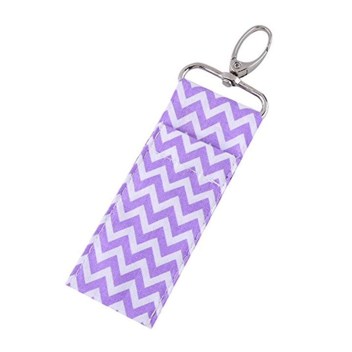 ZJchao Purple: Lipstick Holder Keychain, 2Pcs/6Pcs Wave Pattern Lip Balm Chapstick Pouch Strap Key Ring Bag Mothers Girls Gift(Purple)