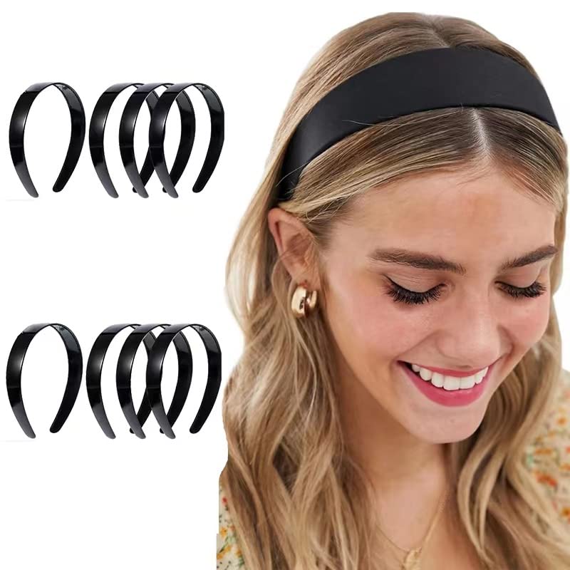 Plastic Headbands,20 PACK Black Plain Craft Plastic Headbands,1 Inch Plastic Hard Headband with Teeth Head band Women Girls