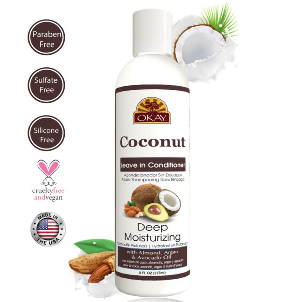 OKAY Coconut Oil Deep Moisturizing Leave-in Conditioner, 8 Ounce