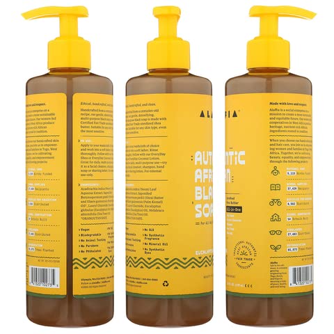 Alaffia - Authentic African Black Soap, Eucalyptus Tea Tree, 16 Ounces