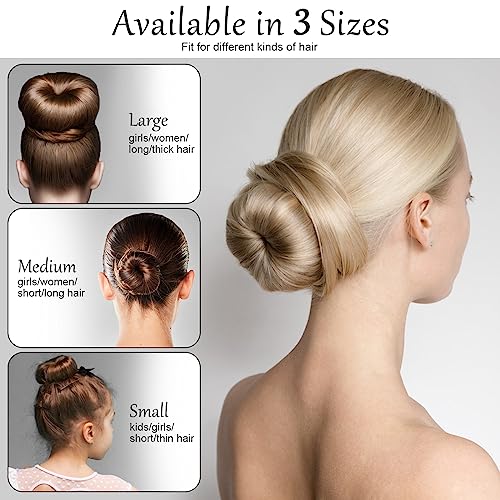 HOFASON Hair Bun Maker Donut 12 Pcs, Medium Sock Bun Doughnuts for Ballet Style Buns, Long Hair Accessories Bulk Ring Shaper for Women and Girls (Size M / 2.75 Inch, Brown)