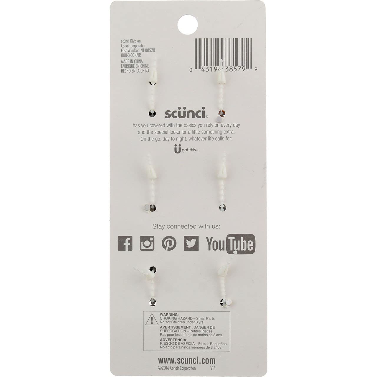 Scunci Jaw Clips 6 Pk