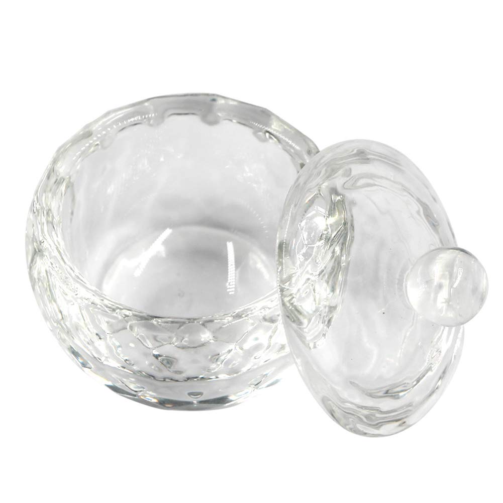 1 Piece Nail Art Glass Acrylic Dappen Dish Nail Dappen Cup Nail Art Acrylic Crystal Glass Dish Cup Liquid Powder Crystal Cup Glassware Tools with Lid for Mixing Liquid Powder, Transparent