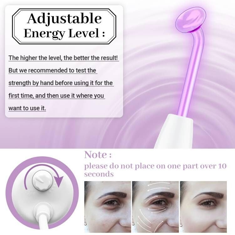 High Frequency Facial Wand - TUMAKOU Violet Portable Handheld High Frequency Facial Skin Machine Device for Face - With 4 Purple Tubes