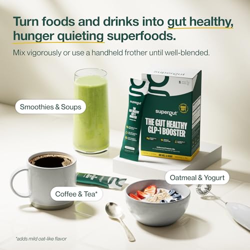 Supergut Gut Healthy GLP-1 Booster - High Fiber GLP-1 Supplement Powder for Women & Men - Sugar-Free Drink Mix for Gut Health (15 Servings)