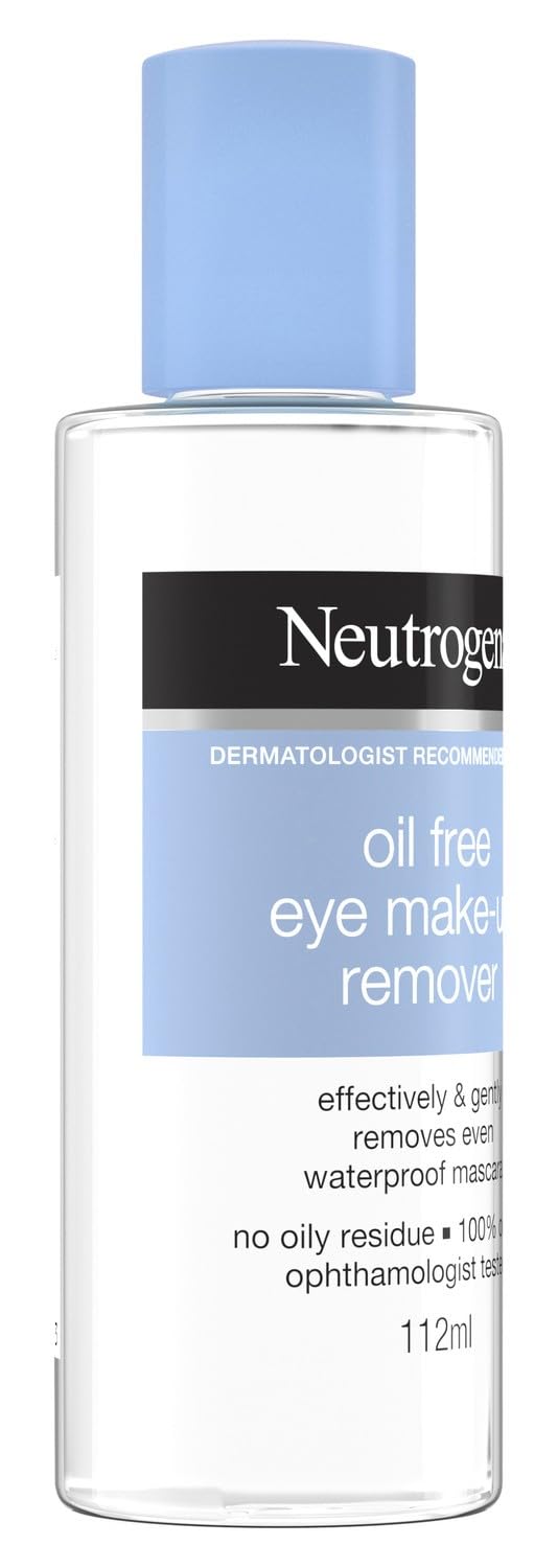 Neutrogena Oil-Free Liquid Eye Makeup Remover, Residue-Free, Non-Greasy, Gentle & Skin-Soothing Makeup Remover Solution with Aloe & Cucumber Extract for Waterproof Mascara, 3.8 fl. oz