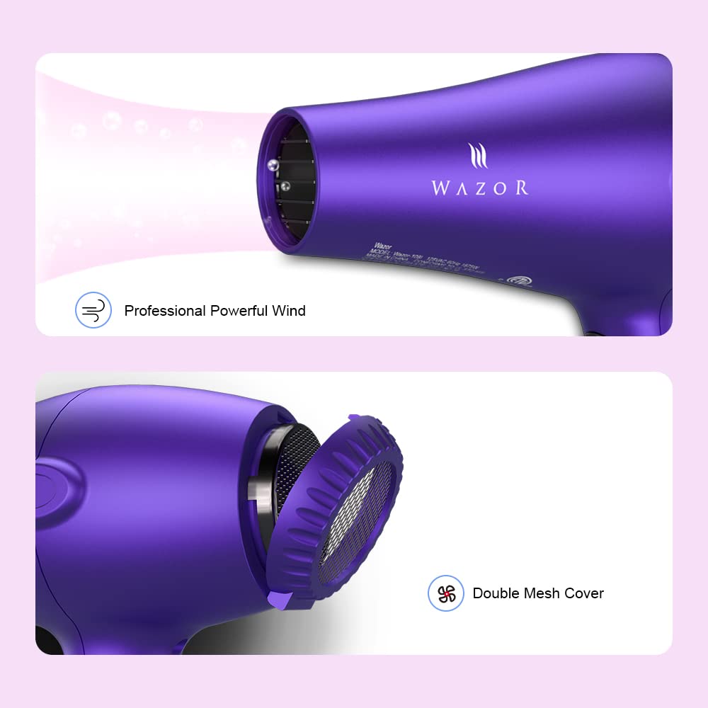MHU Light Weight Hair Dryer Pro DC Motor Ceramic Negative Ionic Blow Dryer With 2 attachments