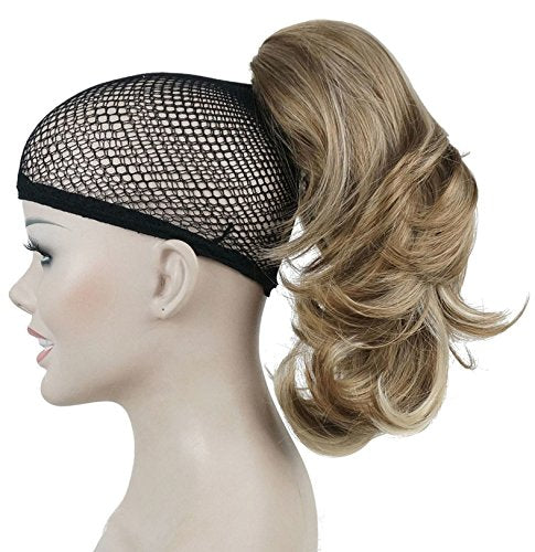 Lydell 12 Dual Use Straight Curly Styled Clip In Claw Ponytail Hair Extension Synthetic Hairpiece 125g with a jaw/claw clip (H16-613 Blonde with Highlights)