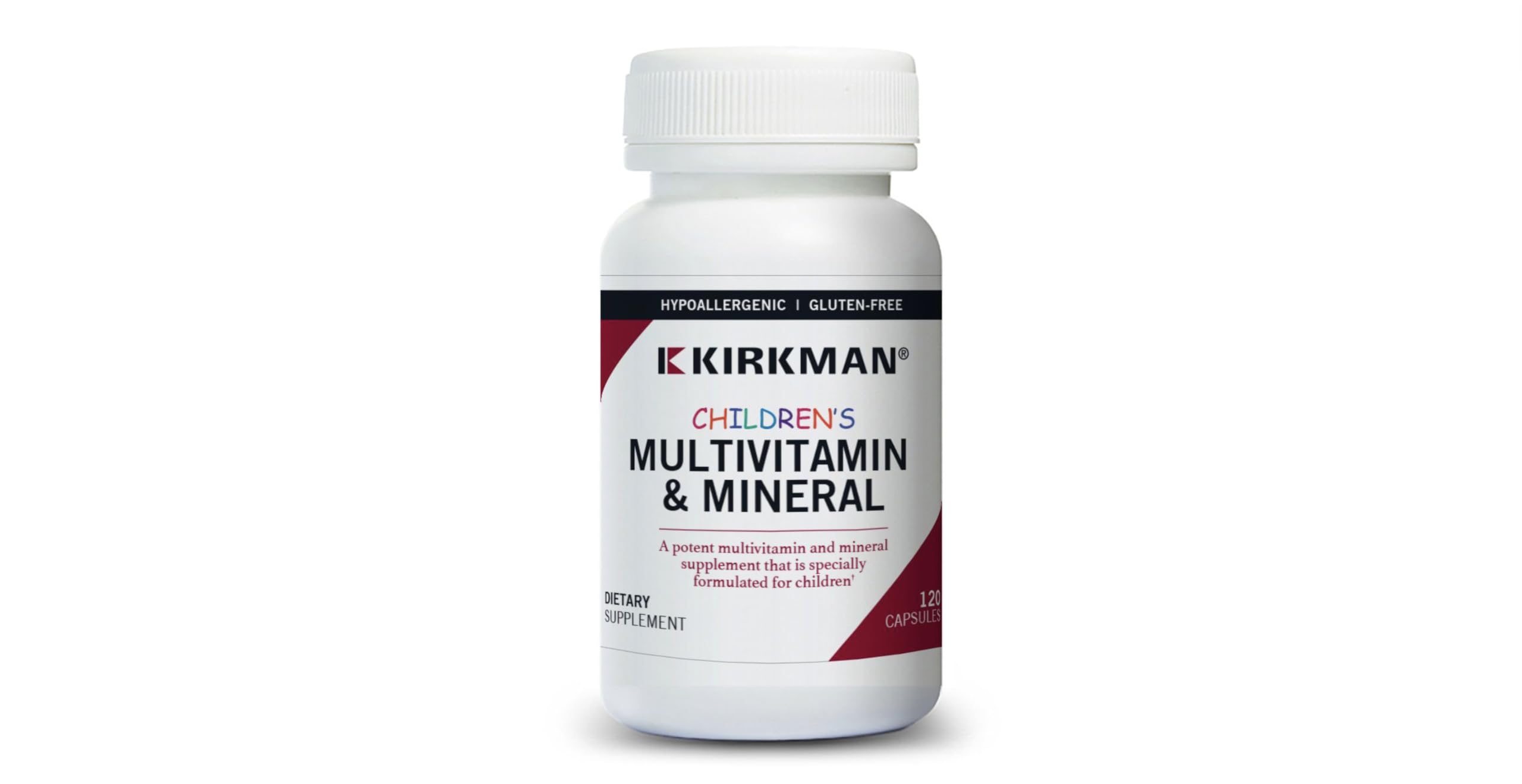 Kirkman - Children’s Multivitamin & Mineral Capsules - 120 Capsules - Potent Broad Spectrum Vitamin/Mineral Supplement - with Coenzyme Q-10 - No Artificial Colors or Flavors