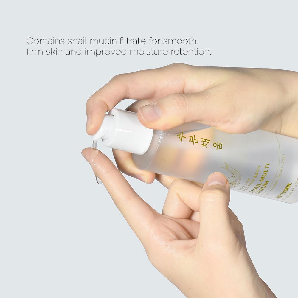 PRETTYSKIN Snail Mucin Serum for face 5.07fl.oz (150ml) Toner+Emulsion+Serum+Cream | Korean skin care