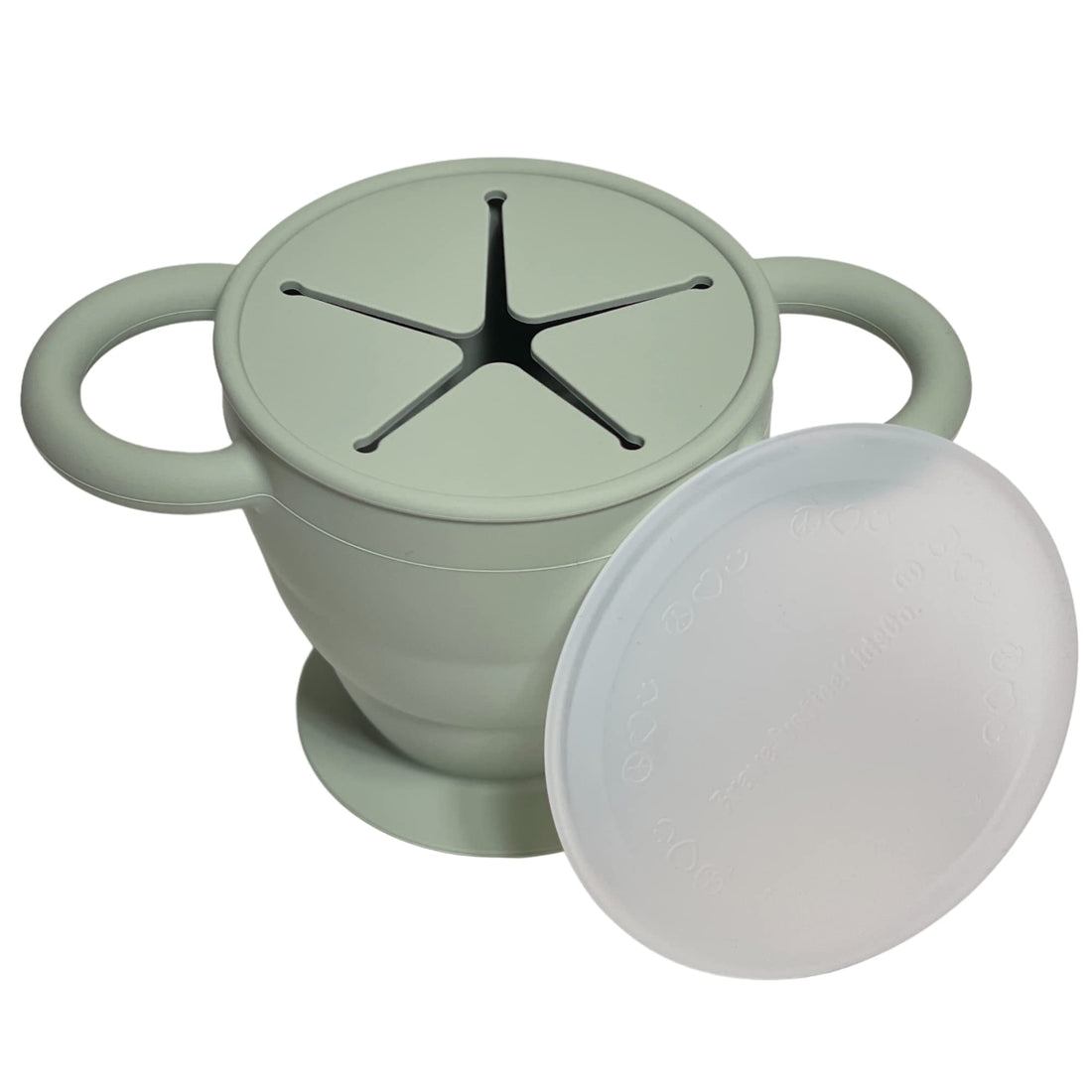 BraveJusticeKidsCo | Snack Attack II Snack Cup | Collapsible Silicone Snack Container | Toddler and Baby Snack Catcher Lid (Blue Steel)