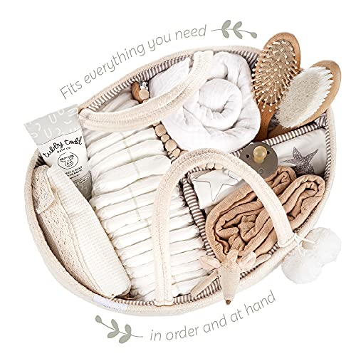 fephas Baby Diaper Caddy Organizer- Rope Nursery Storage Bin- Portable Diaper Storage Basket for Changing Table and Car- Perfect Baby Shower & Registry Gift (Beige)