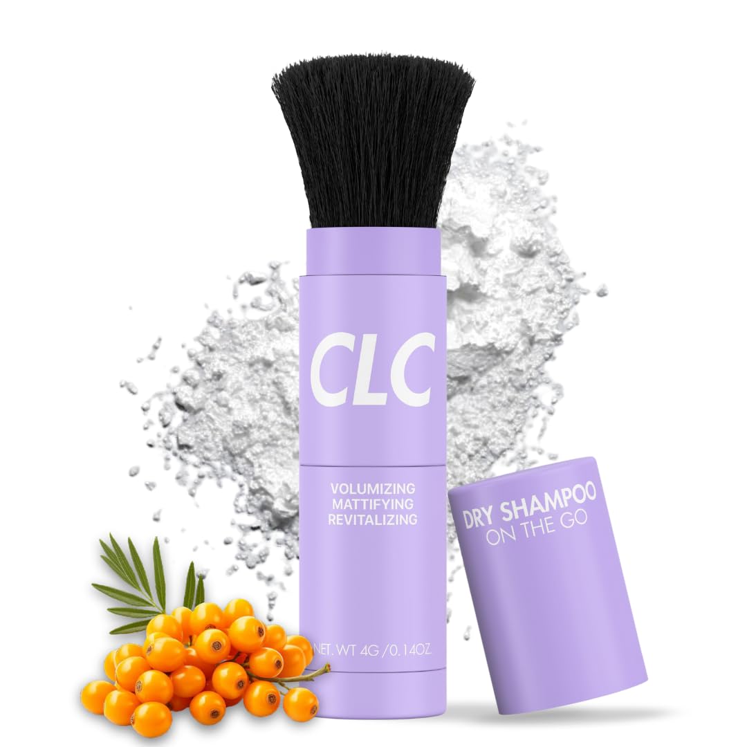 CLC Dry Shampoo Powder Brush - Ideal for Oily Hair - Convenient for On-the-Go Use - Non Toxic Powder Dry Shampoo with Brush for Volume -Talc and Paraben Free - Non Aerosol Dry Shampoo Gift for Women