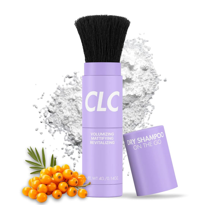 CLC Dry Shampoo Powder Brush - Ideal for Oily Hair - Convenient for On-the-Go Use - Non Toxic Powder Dry Shampoo with Brush for Volume -Talc and Paraben Free - Non Aerosol Dry Shampoo Gift for Women