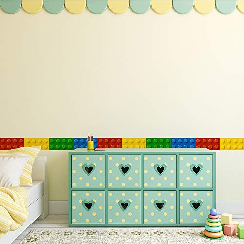 ufengke Building Blocks Wall Stickers Skirting Board Wall Decals Art Decor for Kids Bedroom Living Room Nursery