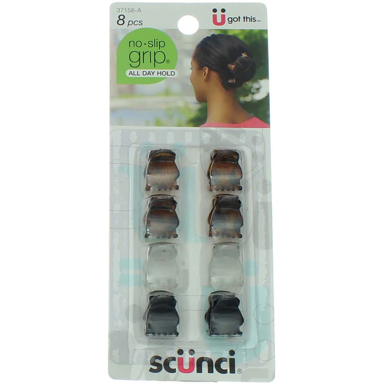 Scunci No-slip Grip Oval Top Jaw Clips, 8 Count by Scunci