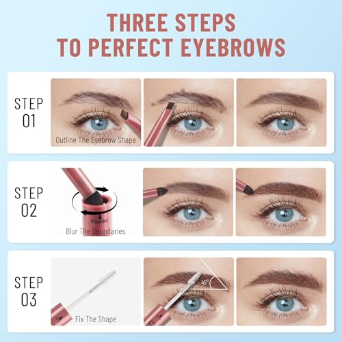 UCANBE 3-In-1 Eyebrow Makeup Pencil: Triangle Retractable Definer Eyebrow Pen, Waterproof Brow Gel And Fills Eye Brow Powder, Create Natural Brows(02 Medium Brown)