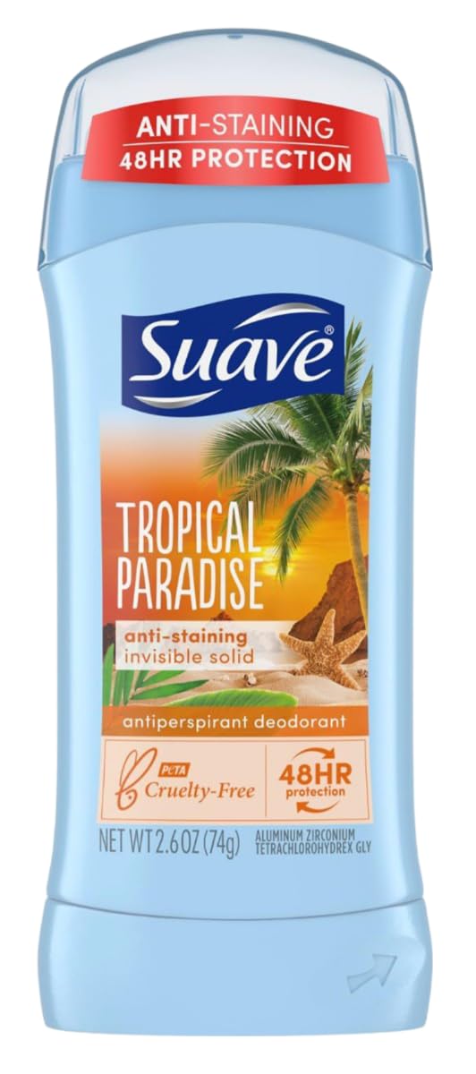 Suave Deodorant 2.6 Ounce 24Hr Tropic Paradise Invis. Solid (76ml) (2 Pack)