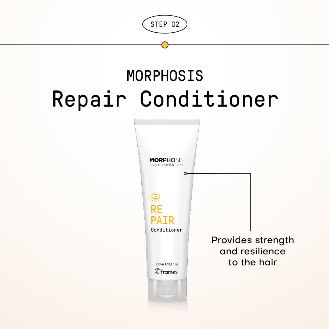Framesi Morphosis Repair Conditioner 8.4 fl oz, Moisturizes and Strengthens Hair, Natural Ingredients, Color Safe