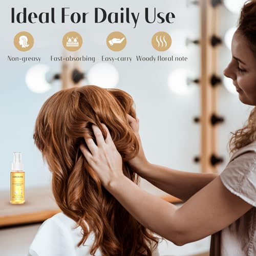 GREEONIL 24K Gold Argan, Coconut, and Olive Oil Serum for Frizz Control, Shine, and Split End Repair - Nourishing Hair Treatment with Vitamin E, 2.02 fl oz, 60ml