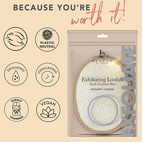 Exfoliating Loofah Sponge Body Scrubber - Pack of 2 Natural Loofah Sponges, Shower Body Exfoliator Scrubbing Pads for Removing Dead Skin