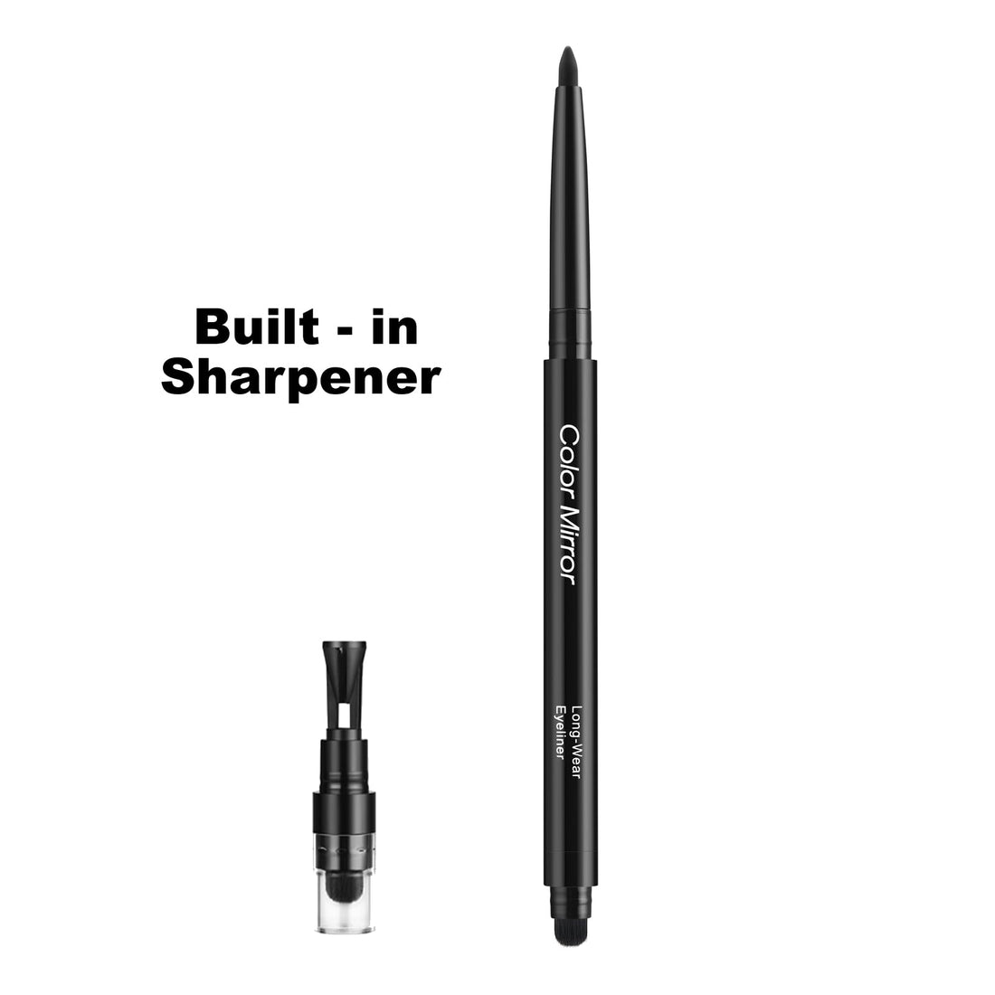 Color Mirror Smudge Proof Eyeliner, Waterproof Retractable Eye liner with Brush, Matte and Shimmer Eyeliner Pencil, Creamy Texture, Long lasting & Smooth(01 Black Matte)