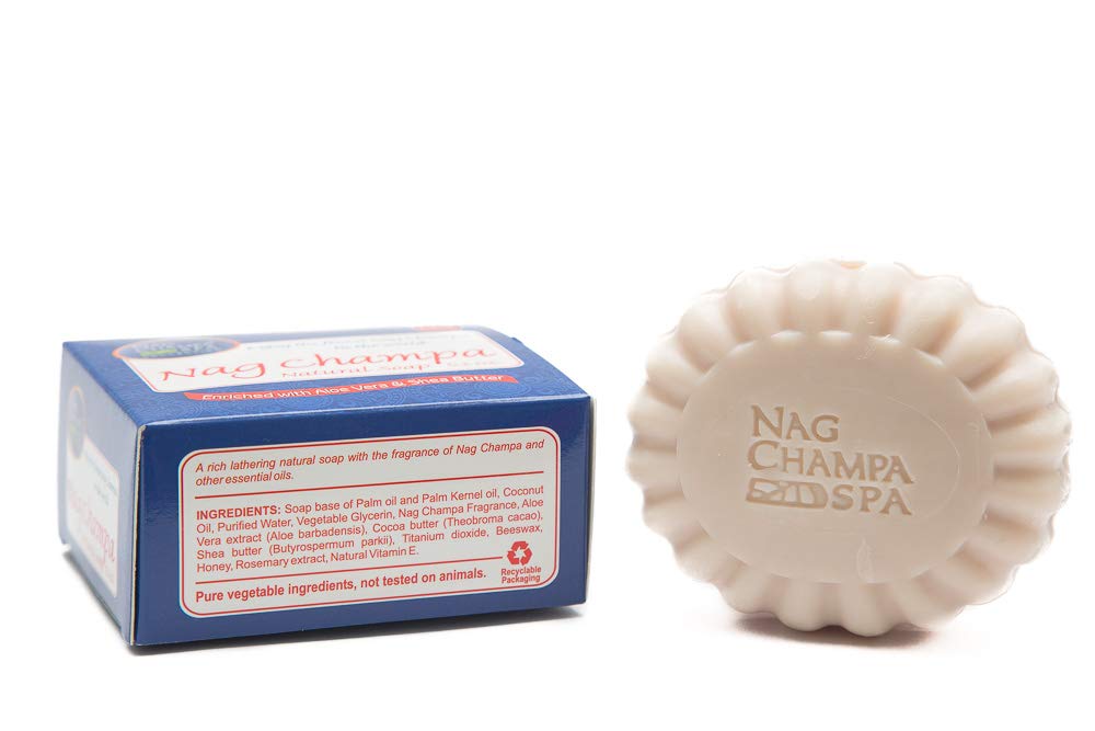 NAG CHAMPA NATURAL SOAP - 6 Bars- 5.2 Oz.(150 gms ea.) BY NAG CHAMPA SPA
