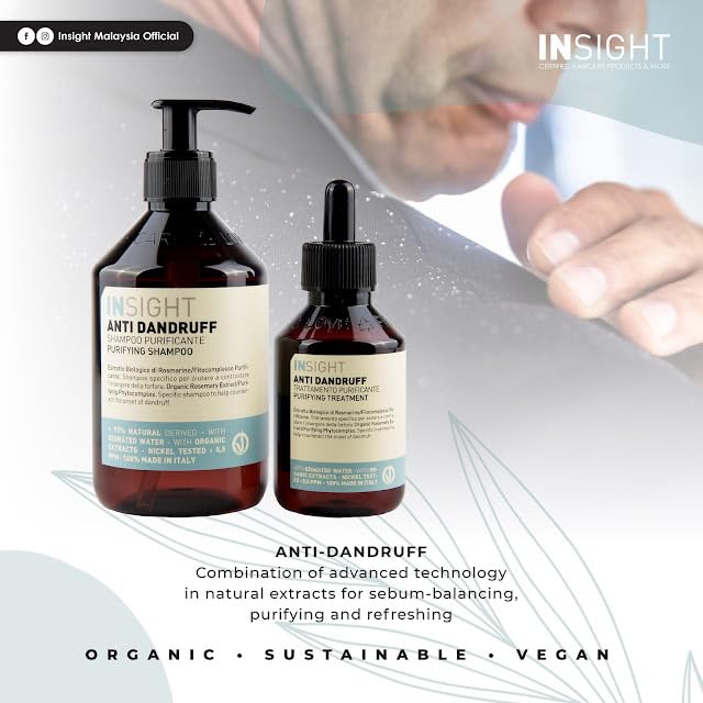 INSIGHT Anti-Dandruff Purifying Shampoo with Organic Rosemary Extract,Vegan, 13.5 fl oz