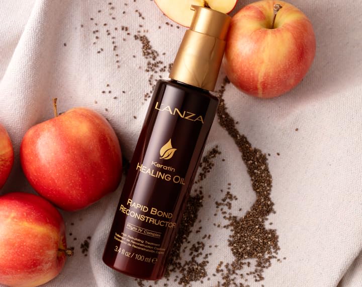 L'ANZA Keratin Healing Oil Sampler Hair Kit, Keratin Hair Oil Treatment with Travel Size Shampoo, Finishing Hair Spray & Rapid Bond Reconstructor Hair Care Kit in a Gift Box(1.7/2/0.68 Fl Oz)