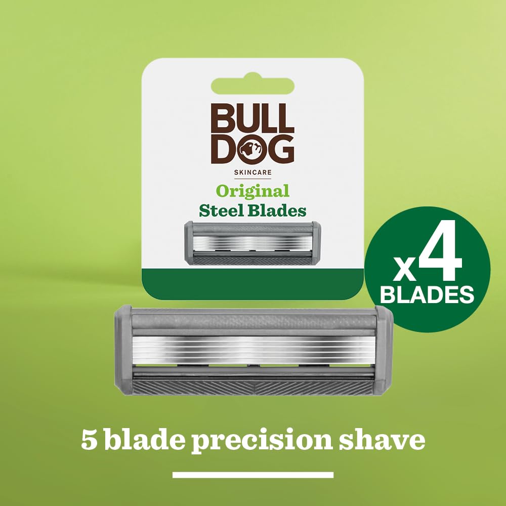 Bulldog Skincare Original Steel Blades - Men's Razor Blade Refills – Contains 4 Blade Heads