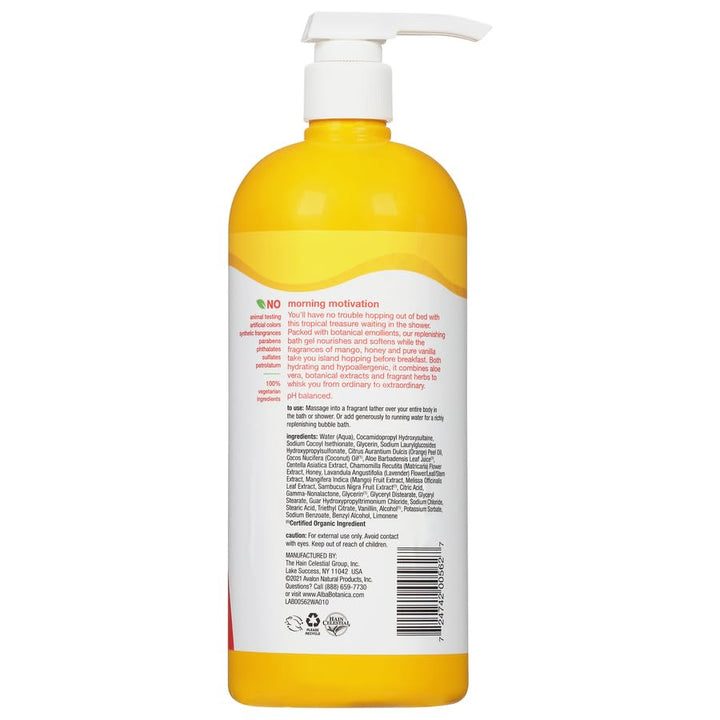 Alba Botanica Bath and Shower Gel Honey Mango 32-Ounce Bottle