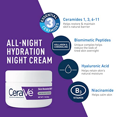 CeraVe Vitamin C Serum and Night Cream Skin Care Set, Brightening Serum with 10% Pure Vitamin C and Night Moisturizer with Peptides, Hyaluronic Acid and Ceramides, 1oz Vit C + 1.7oz Moisturizer