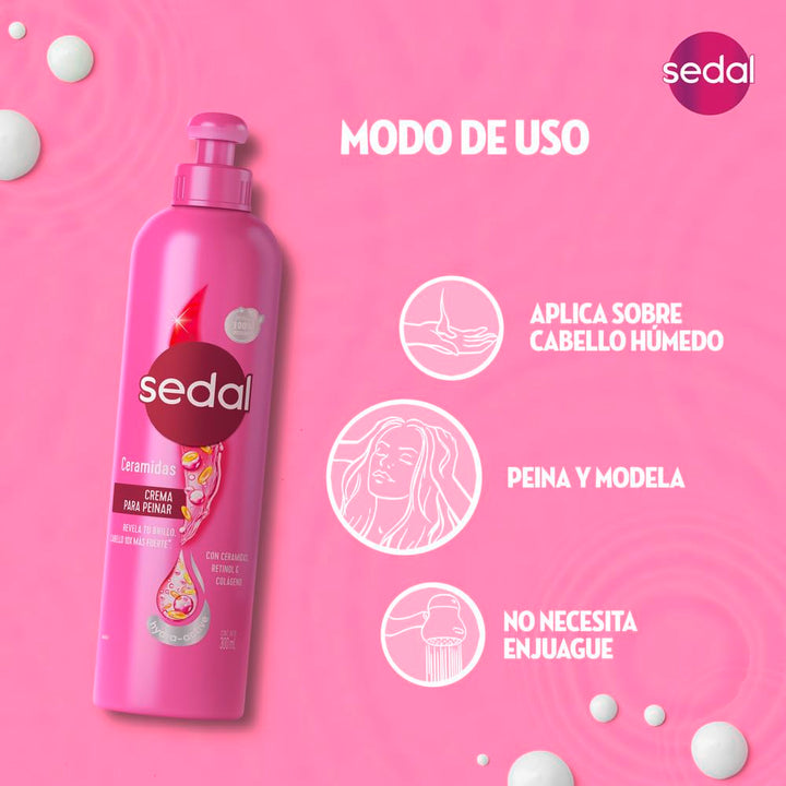 Sedal S.O.S. Ceramidas con Micro Ceramidas Crema Para Peinar (Hair Styling Cream Ceramides) 300 ml