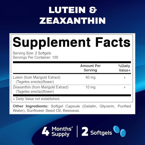 Vitamatic Lutein 40mg with Zeaxanthin 10mg, Eye Health Support Supplement, 240 Softgels
