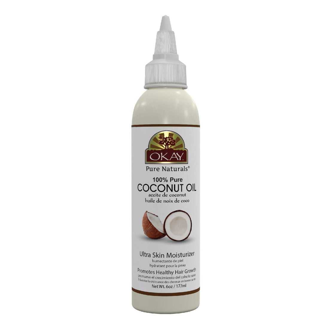 Okay 100% Oil for Hair and Skin, Coconut, 6 Ounce