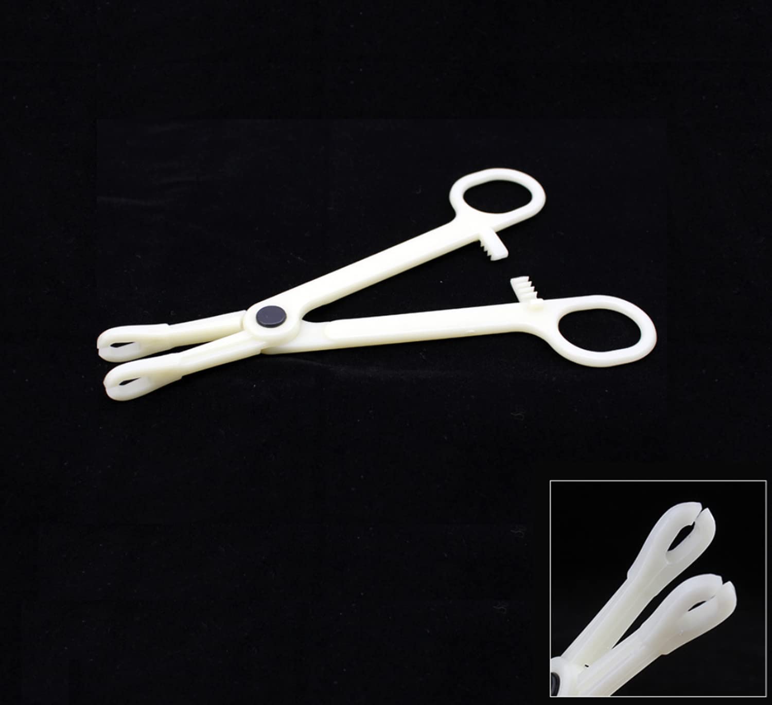 Black Menba Pack of 10 Disposable Sterile Slotted Navel Forceps For Tattoo Piercing Tool (B)