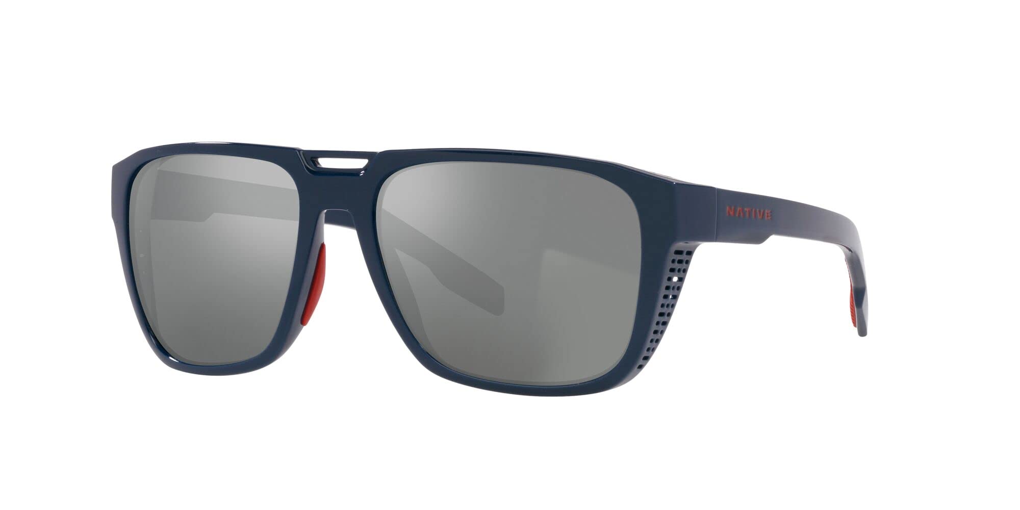 Native Eyewear Men's Mammoth Square Sunglasses, Polarized Silver Reflex, 57 mm