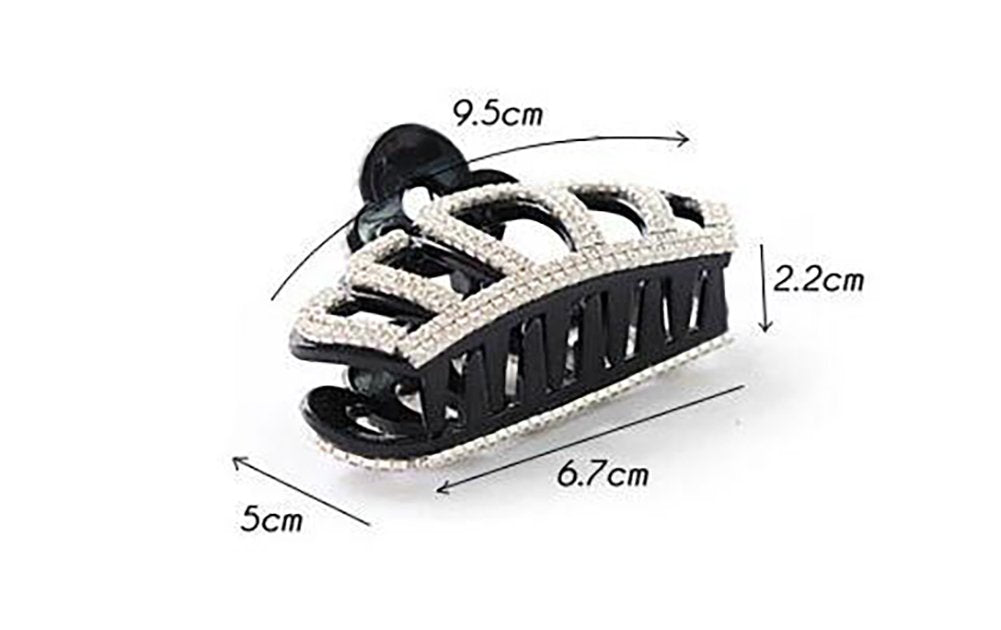 Women Elegant Crown Shape Large Rhinestone Crystal Hair Clip Jaw Clip Lady Hairpin Hair Claw Hair Accessories (Black)