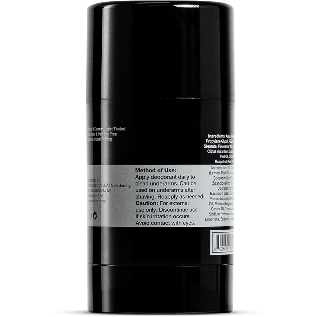 Anthony Logistics for Men Alcohol-Free Deodorant Fragrance Free 2.5 Ounce