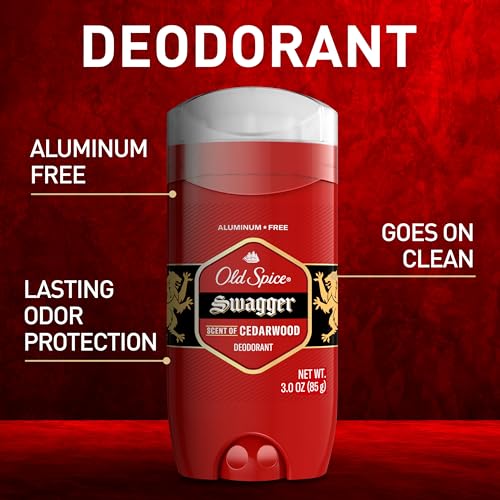 Old Spice Aluminum Free Deodorant for Men, 24/7 Odor Protection, 24/7 Freshness & Lasting Scent, Swagger with Cedarwood Scent, 3.8 oz (Pack of 3)