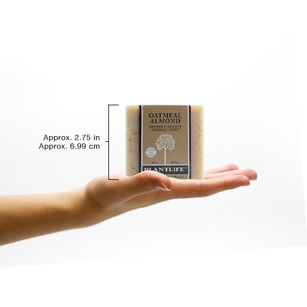 Plantlife Handmade Herbal Soap Bar with Natural Ingredients - Deep Cleanse for Face, Body, Hands - Oatmeal Almond - 4 oz
