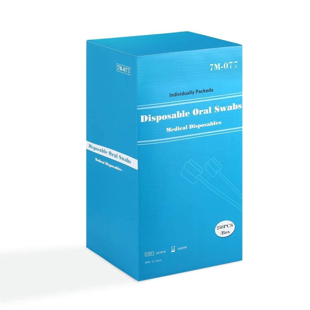 ZIZNBA Disposable Unflavored Oral Care Sponge Swabs, Quincunx blue (250 Count)