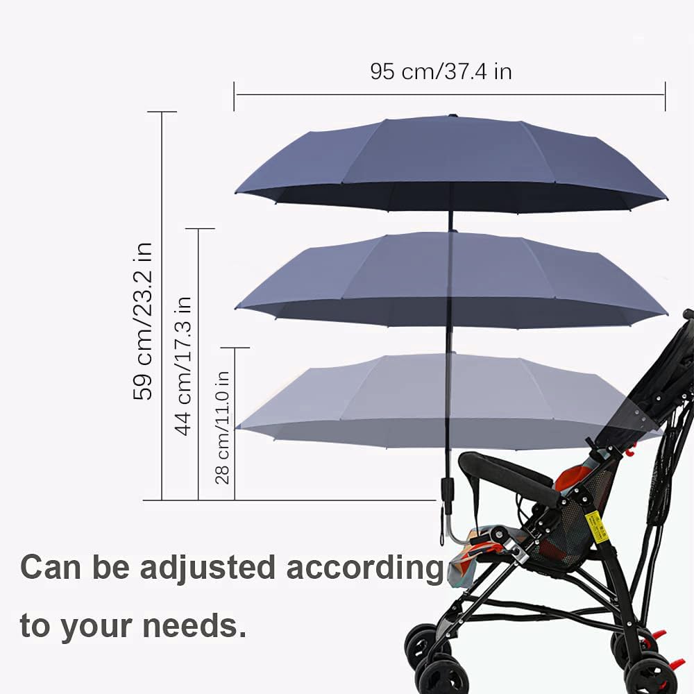 Nakazawa Universal Baby Parasol, Baby Stroller Sun Shade Sun Protection Sun Shade for Strollers, Waterproof Umbrella for Trolley Bike Wheelchair Buggy Fishing, Bicycle Umbrella with Holder Clip Clamp